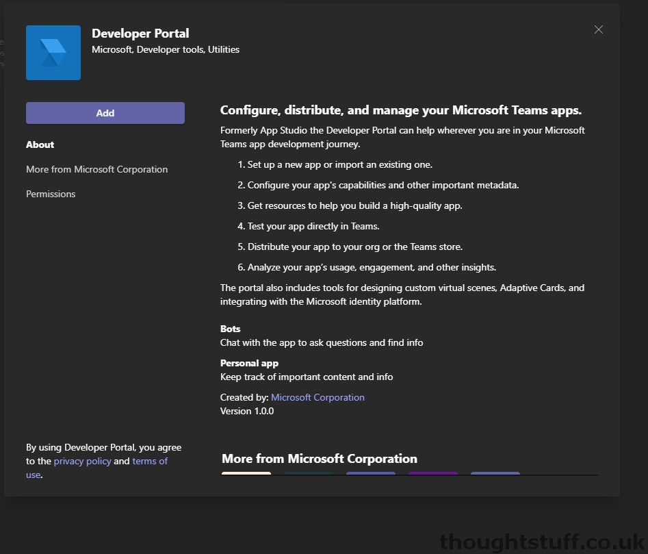 Microsoft Teams App Studio will be depreciated, time to use Developer  Portal | The thoughtstuff Blog